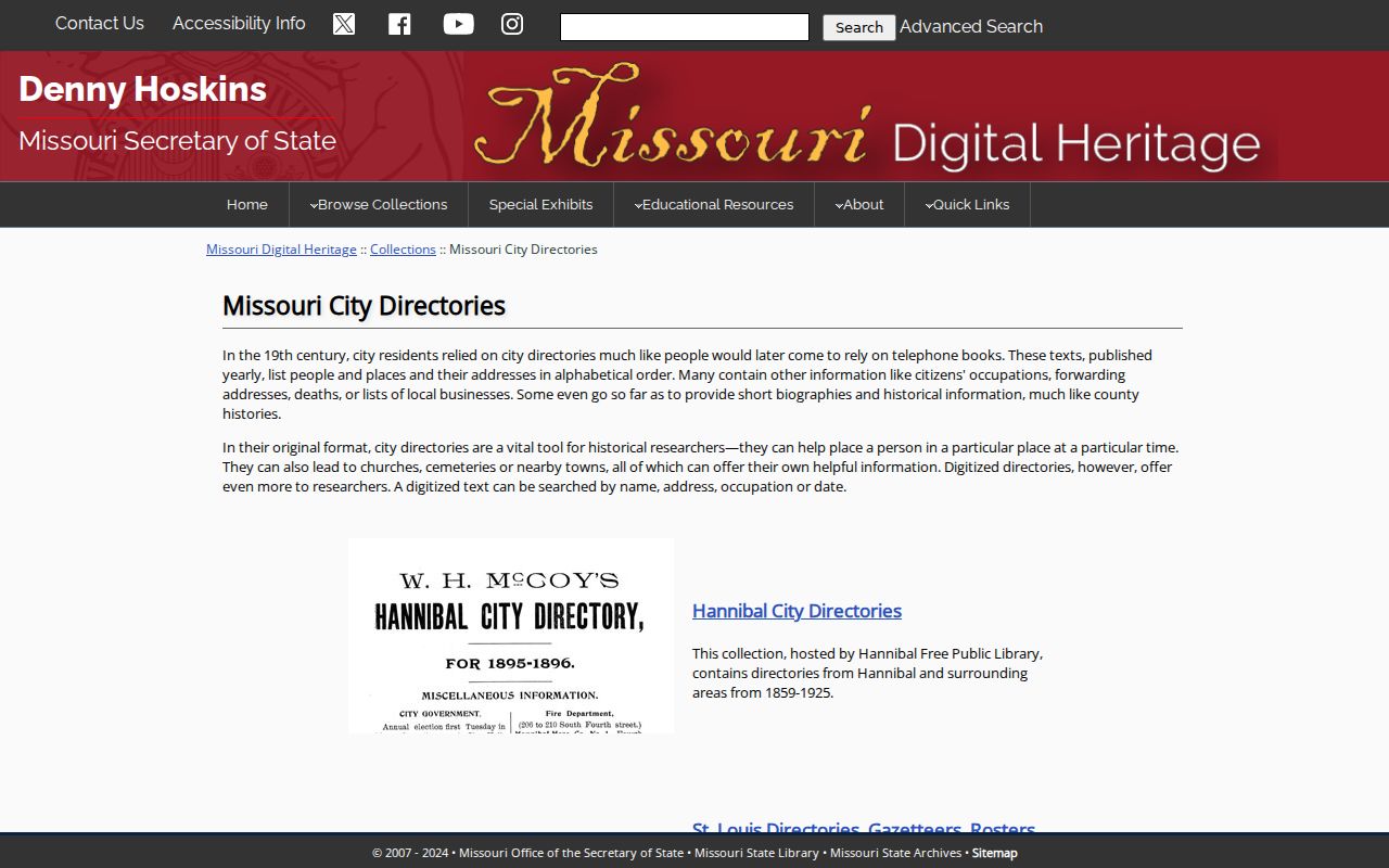 Kansas City city directory digitization coverage shown by Missouri Digital Heritage